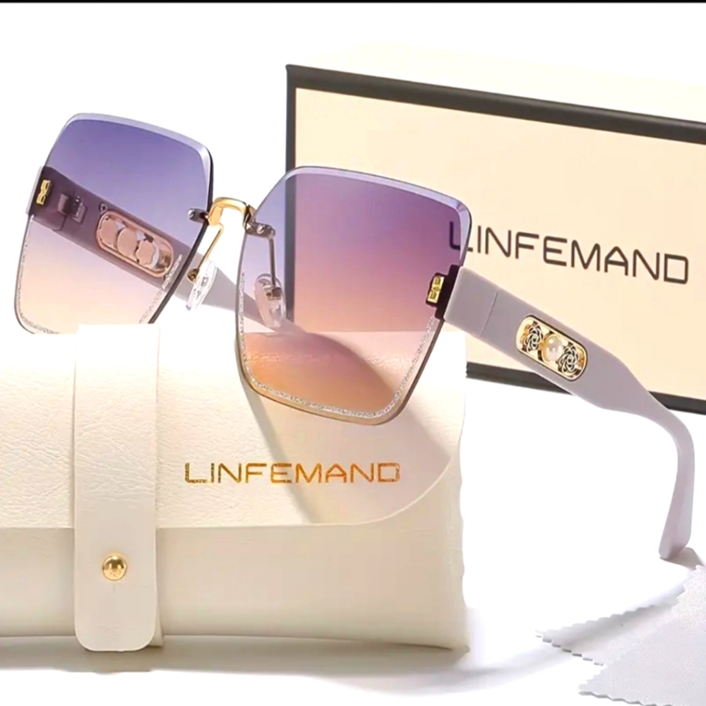 Sunglasses. Rimless. Purple Lavender Showstoppers w/Pearls & Camilla